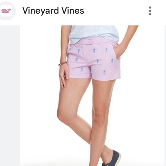 Vineyard Vines Pants - Vineyard vines 3.5 inseam embroidered pineapples pink sz 6 washed dayboat shorts